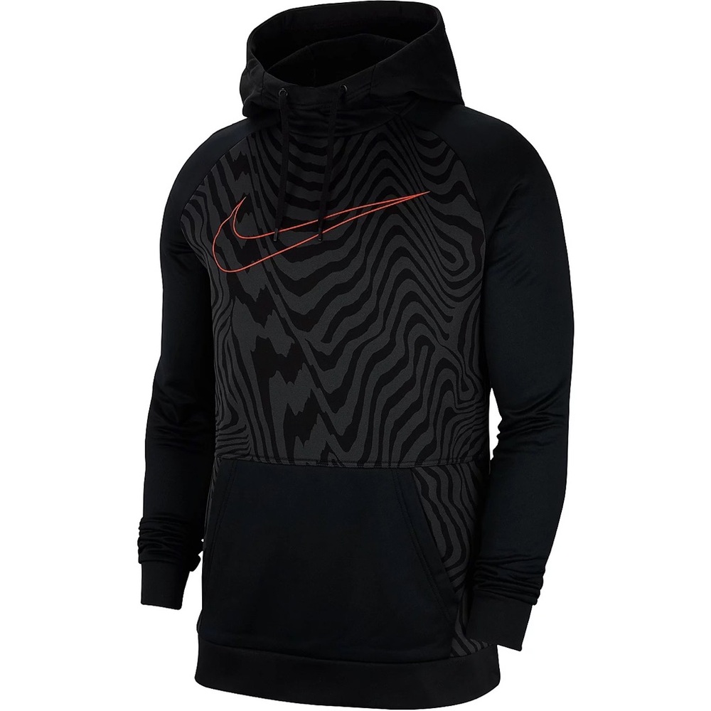 Nike Therma Dri Fit Swoosh Pullover Training Black Gray Hoodie